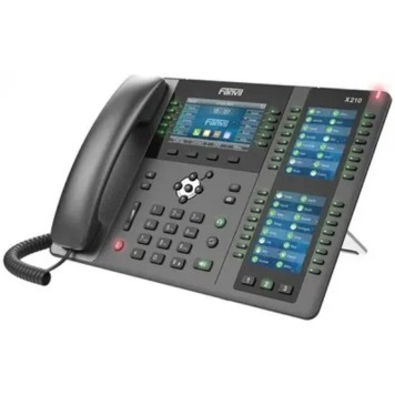 VoIP-телефон Fanvil X210 20 линии SIP, HD аудио,имеет цветной дисплей 4.3 дюймов 480x272, 3 ЖК дисплея, имеет 2 порта Gigabit LAN, питание PoE, 106 DSS/BLF ключи, WIFI, Bluetooth-2