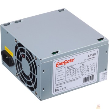 Блок питания Exegate EX253681RUS / 255722 Блок питания 350W Exegate AA350, ATX, 8cm fan, 24+4pin, 2*SATA, 1*IDE-2