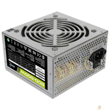 Блок питания Aerocool 500W Retail ECO-500W ATX v2.3 Haswell, fan 12cm, 400mm cable, power cord, 20+4P, 12V 4P, 1x PCI-E 6P, 3x SATA, 2x PATA, 1x FDD (замена 11083173)