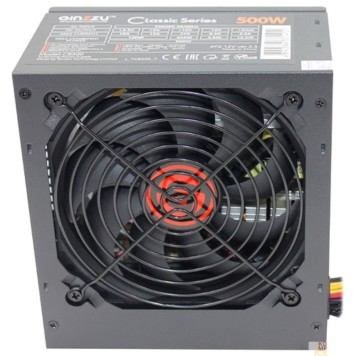 Блок питания Ginzzu CB500 12CM black,24+4p,PCI-E, 4*SATA, 3*IDE,оплетка MB, кабель питания-1
