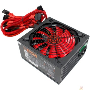 Блок питания Ginzzu PC500 14CM(Red) 80+ black,APFC,24+4p,2 PCI-E(6+2), 5*SATA, 4*IDE,оплетка, кабель питания,цветная коробка-1