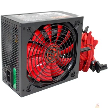 Блок питания Ginzzu PC600 14CM(Red) 80+ black,APFC,24+4p,2 PCI-E(6+2), 5*SATA, 4*IDE,оплетка, кабель питания,цветная коробка