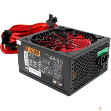 Блок питания Ginzzu PC600 14CM(Red) 80+ black,APFC,24+4p,2 PCI-E(6+2), 5*SATA, 4*IDE,оплетка, кабель питания,цветная коробка-2