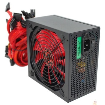 Блок питания Ginzzu PC800 14CM(Red) 80+ black,APFC,24+4p,4 PCI-E(6+2), 7*SATA, 4*IDE,оплетка, кабель питания,цветная коробка-1