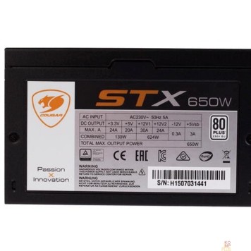 Блок питания Cougar XTC 650 (ATX v2.31, 650W, Active PFC, 120mm Fan, Power cord, 80 Plus, Japanese standby capacitors) XTC650 BULK-1