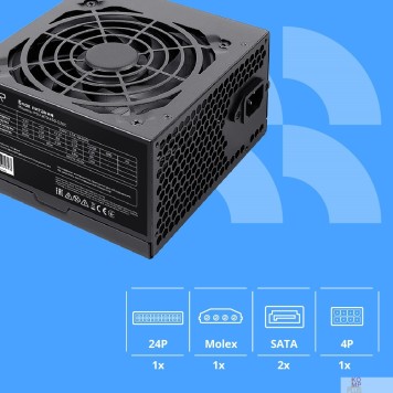 Блок питания Блок питания CBR ATX 450W, 12cm fan, 20+4pin/1*4pin/1*IDE/2*SATA, кабель питания 1.2м, черный PSU-ATX450-12EC OEM-2