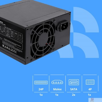 Блок питания Блок питания CBR ATX 450W, 8cm fan, 20+4pin/1*4pin/1*IDE/2*SATA, кабель питания 1.2м, черный PSU-ATX450-08EC OEM-2