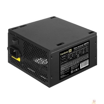 Блок питания Блок питания 500W ExeGate 500PPE (ATX, APFC, PC, КПД 80% (80 PLUS), 12cm fan, 24pin, 2x(4+4)pin, 2xPCI-E, 5xSATA, 3xIDE, black, кабель 220V в комплекте)