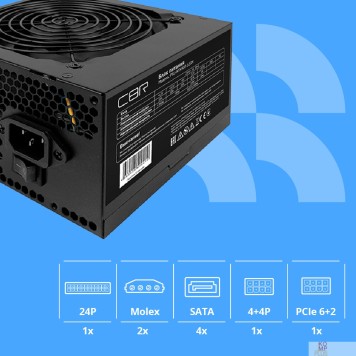 Блок питания Блок питания CBR ATX 400W 80+ Bronze, DC-DC, APFC, 0.6mm, 20+4pin, 1*8-pin(4+4P), 1*6+2pin, 4*SATA, 2*IDE, 12cm fan, 1.5м кабель питания, черный PSU-ATX400-12GM BOX-2