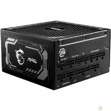 Блок питания Блок питания ПК/ Power Supply MSI MAG A1000GL PCIE5, 1000W 80+ Gold (ATX, 3.1, PCIe 5.1, Full modular, 1x24(20+4)pin, 2xCPU 8(4+4)pin, 4xPCIe*2 8(6+2)pin, 1x12V-2x6, 12xSATA3, 4xMOLEX4pin, Active, 135