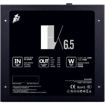 Блок питания  1STPLAYER Блок питания FK 650W / ATX 2.4, APFC, 120mm fan / PS-650FK-1