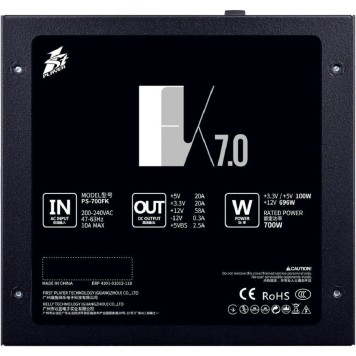 Блок питания  1STPLAYER Блок питания FK 700W / ATX 2.4, APFC, 120mm fan / PS-700FK-2