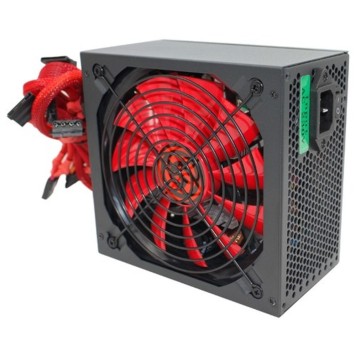 Блок питания Ginzzu PC700 14CM(Red) 80+ black,APFC,24+4p,2 PCI-E(6+2), 7*SATA, 4*IDE,оплетка, кабель питания,цветная коробка 