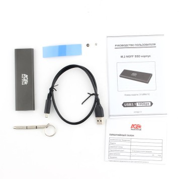 Контейнер для HDD AgeStar 31UBNV1C (GRAY) USB 3.1 Type-C  Внешний корпус M.2 NVME (M-key)  AgeStar 31UBNV1C (GRAY), алюминий, серый 17310-2