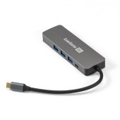USB-концентраторы Exegate EX293984RUS Док-станция ExeGate DUB-31C/PD/H (кабель-адаптер USB Type-C --> 3xUSB3.0 + PD 60W + HDMI 4K@30Hz, Plug&Play, серый)