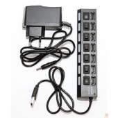 USB-концентраторы 5bites HB27-203PBK Концентратор 7*USB2.0 / БП 5В-2А / 1M / BLACK