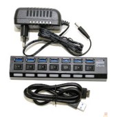 USB-концентраторы 5bites HB37-303PBK Концентратор 7*USB3.0 / БП 5В-2А / 1.2M / BLACK