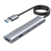 Контроллер ORIENT CU-422A, разветвитель USB 3.2 Gen1 (5 Гбит/c), порты: 2xUSB-A + 1xUSB-C, 1 порт USB 2.0 USB-C, порт для доп.питания USB-C, алюм.корпус, кабель подключения USB Type-A, длина 1.2 метра (31334)