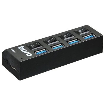 Контроллер Buro BU-HUB4-U3.0-L Разветвитель USB 3.0 4порт. черный (389737)-1