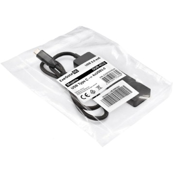 USB-концентраторы Exegate EX297631RUS USB-Хаб (концентратор) 4-в-1 ExeGate DUB-4C/3 (кабель-адаптер USB Type C --> 4xUSB3.0, Plug&Play, черный)-1