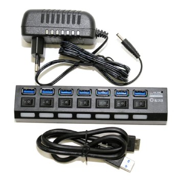 USB-концентраторы 5bites HB37-303PBK Концентратор 7*USB3.0 / БП 5В-2А / 1.2M / BLACK-2