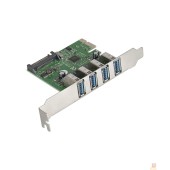 USB-концентраторы Exegate EX283716RUS Контроллер EXE-314 PCI-E 2.0, 4*USB3.0 ext, разъем доп.питания (OEM)