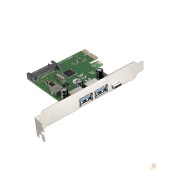USB-концентраторы Exegate EX283719RUS Контроллер EXE-323 PCI-E 2.0, 2*USB3.0 ext + 1*Type-C, разъем доп.питания (OEM)