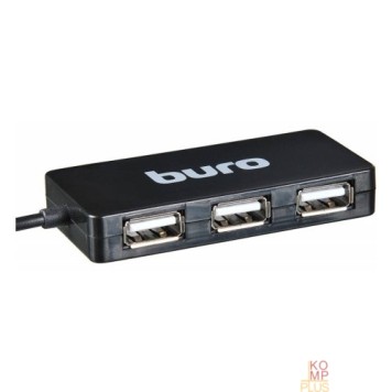 Контроллер Buro BU-HUB4-U2.0-Slim Разветвитель USB 2.0 4порт. черный (389734)