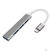 Контроллер ORIENT CU-323, Type-C USB 3.0 (USB 3.1 Gen1)/USB 2.0 HUB 4 порта: 1xUSB3.0 + 3xUSB2.0, USB штекер тип С, алюминиевый корпус, серебристый (31235)