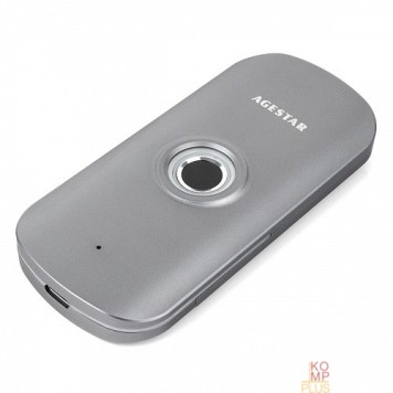 Контейнер для HDD AgeStar 31UBNVFC-GRAY Внешний корпус SSD M.2 NVME (M-Key)  , сканер отпечатка пальца, шифрование данных, алюминий, серый  (2280) {50}  (672998)
