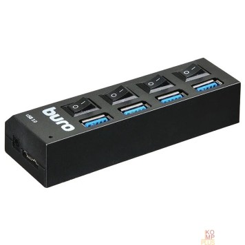 Контроллер Buro BU-HUB4-U3.0-L Разветвитель USB 3.0 4порт. черный (389737)-1