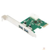 Контроллер ORIENT AM-3U2PE, Контроллер PCI-Ex1, USB 3.0 2-port ext, ASM1042 chipset, разъем доп.питания, oem (31149)