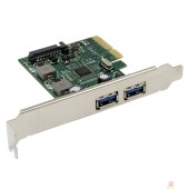 Контроллер ORIENT AM-U3142PE-2A, Контроллер PCI-Ex4 v3.0, USB 3.2 Gen2, 2-port ext Type-A, ASM3142 chipset, разъем доп.питания, в комплекте LP планка крепления (31272)