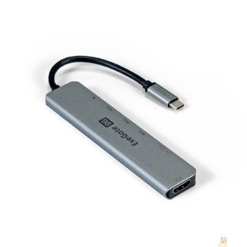 USB-концентраторы Exegate EX293983RUS Док-станция ExeGate DUB-21C/PD/CR/H (кабель-адаптер USB Type-C --> 2xUSB3.0 + Card Reader + PD 100W + HDMI 4K@60Hz, Plug&Play, серый)-1
