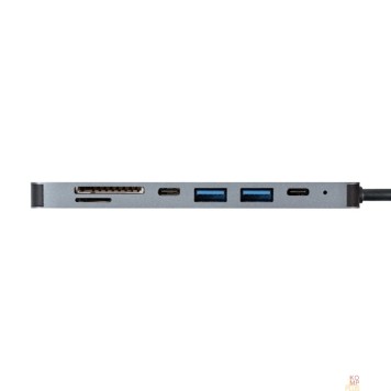 USB-концентраторы Exegate EX293983RUS Док-станция ExeGate DUB-21C/PD/CR/H (кабель-адаптер USB Type-C --> 2xUSB3.0 + Card Reader + PD 100W + HDMI 4K@60Hz, Plug&Play, серый)-2