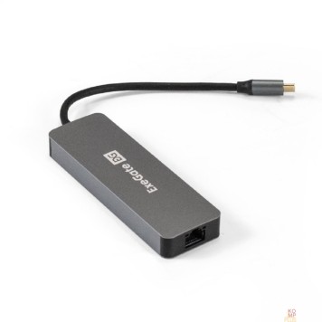 USB-концентраторы Exegate EX293982RUS Док-станция ExeGate DUB-21C/PD/HL (кабель-адаптер USB Type-C --> 2xUSB3.0 + PD 100W + HDMI 4K@60Hz + Lan RJ45 10/100/1000Mb, Plug&Play, серая)-1