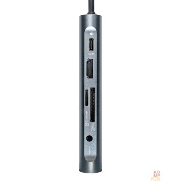 USB-концентраторы Exegate EX293985RUS Док-станция ExeGate DUB-31C/MAX (кабель-адаптер USB Type-C --> 3xUSB3.0 + Card Reader + PD 100W + HDMI 4K@30Hz + VGA + Audio + Lan RJ45 10/100/1000Mb, Plug&Play, серый)-2