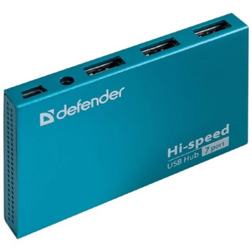 Контроллер DEFENDER USB (QUADRO) SEPTIMA SLIM USB 2.0, 7 порта, (с адап. 2А) -1