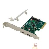 Контроллер ORIENT AM-U3142PE-2С, Контроллер PCI-Ex4 v3.0, USB 3.2 Gen2, скорость до 10 Гбит/с, 2-port ext Type-C, ASM3142 chipset, разъем доп.питания, в комплекте LP планка крепления (31274)