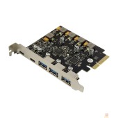 Контроллер ORIENT AM-U3142PE-3A2C, Контроллер PCI-Ex4 v3.0, USB 3.2 Gen2, скорость до 10 Гбит/с, 5-port ext (3xType-A + 2xType-C), ASM3142+VL820-Q8 chipset, Self powered (31351)