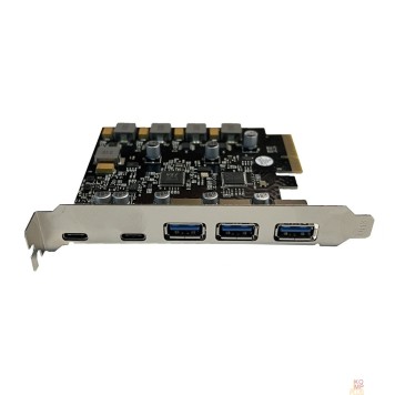 Контроллер ORIENT AM-U3142PE-3A2C, Контроллер PCI-Ex4 v3.0, USB 3.2 Gen2, скорость до 10 Гбит/с, 5-port ext (3xType-A + 2xType-C), ASM3142+VL820-Q8 chipset, Self powered (31351)-1