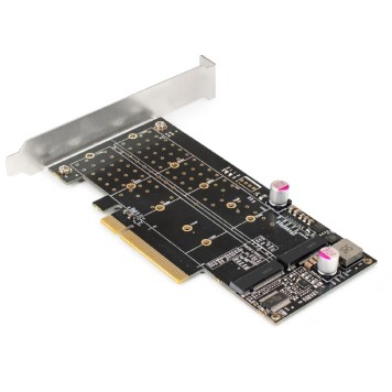 USB-концентраторы Exegate EX298298RUS Переходник ExeGate EXE-597E2 (2 x M.2 M key -> PCI-E x8 v3.0, для установки двух SSD M.2 2230/2242/2260/2280/22110 M key NGFF в слот PCI-E, материнская плата должна быть c функцией-1