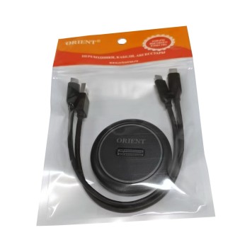 Контроллер ORIENT UHD-524LED, USB 3.2 Gen2 (USB 3.1) док-станция для SSD M.2 M-key NVMe (JMS581DL, поддержка UASP,TRIM), скорость до 10 GB/s, два кабеля подключения USB Type-A + Type-C, подсветка корпуса (33405)-2