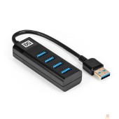 USB-концентраторы Exegate EX296925RUS USB-Хаб (концентратор) 4-в-1 ExeGate DUB-4TP (кабель-адаптер USB3.0 --> 4xUSB3.0, Plug&Play, черный)