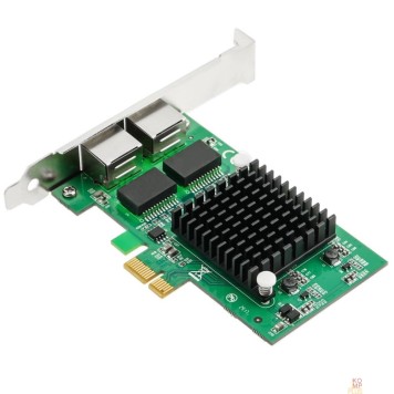 Контроллер ORIENT XWT-INT82L2PE, Сетевая карта PCI-Ex1 v1.0a 2xRJ45 Gigabit Ethernet, Intel 82571GB chipset, 1 Гбит/с, 2 планки крепления в комплекте (31282)-1
