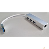 Контроллер Bion переходник USB3.0 -> RJ-45/3*USB3.0, 1000mbps, алюминиевый корпус, 20 см BXP-USBA-LAN-USB