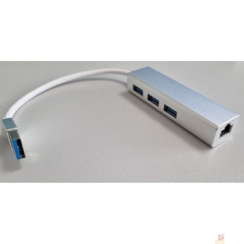 Контроллер Bion переходник USB3.0 -> RJ-45/3*USB3.0, 1000mbps, алюминиевый корпус, 20 см BXP-USBA-LAN-USB