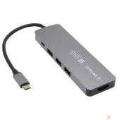 Контроллер Gembird Док-станция Type-C 5в1: 3xUSB3.1, PD100W, HDMI, кабель 17см, алюминий (UHB-D1)