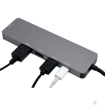 Контроллер Gembird Док-станция Type-C 5в1: 3xUSB3.1, PD100W, HDMI, кабель 17см, алюминий (UHB-D1)-1