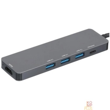 Контроллер Gembird Док-станция Type-C 5в1: 3xUSB3.1, PD100W, HDMI, кабель 17см, алюминий (UHB-D1)-2